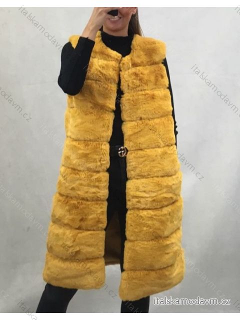 Vesta kožíšek dlouhá dámská (uni s-l) ITALSKÁ MODA IM119766 Černá S/L