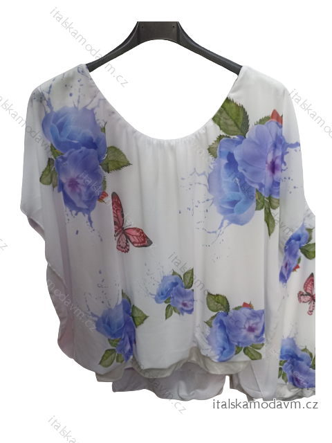 Halenka letní šifonová krátký rukáv dámská nadrozměr (XL/2XL ONE SIZE) ITALSKÁ MÓDA IMB22041