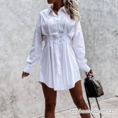 Šaty košilové dlouhý rukáv dámské (S/M ONE SIZE) ITALSKÁ MÓDA IMWG216174