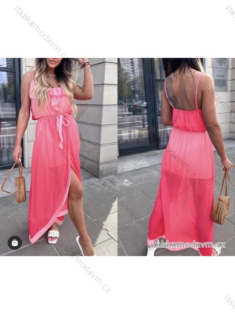 Šaty letní šifonové na ramínka dámské (S/M ONE SIZE) ITALSKÁ MÓDA IMWG222099