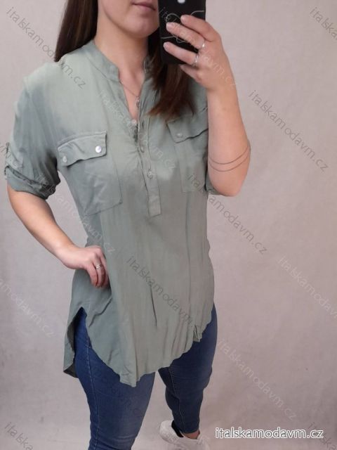 Tunika košilová oversize krátký rukáv dámská (L/XL one size) ITALSKÁ MÓDA IM421695