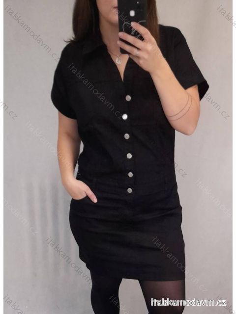Šaty riflové krátký rukáv dámské nadrozměr (2XL-6XL) GOURD GD22GD8125-LJ/DR 3XL Černá