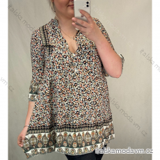 Šaty letní krátký rukáv dámské květované nadrozměrné (L/XL/2XL ONE SIZE) ITALSKÁ MÓDA IM4211434/DR