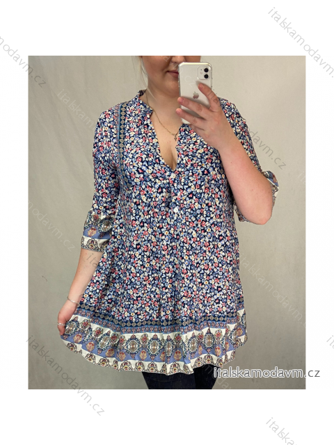 Šaty letné krátký rukáv dámske květované nadrozmerné (L / XL / 2XL ONE SIZE) TALIANSKÁ MÓDA IM4211434/DR L/XL/2XL oranžová