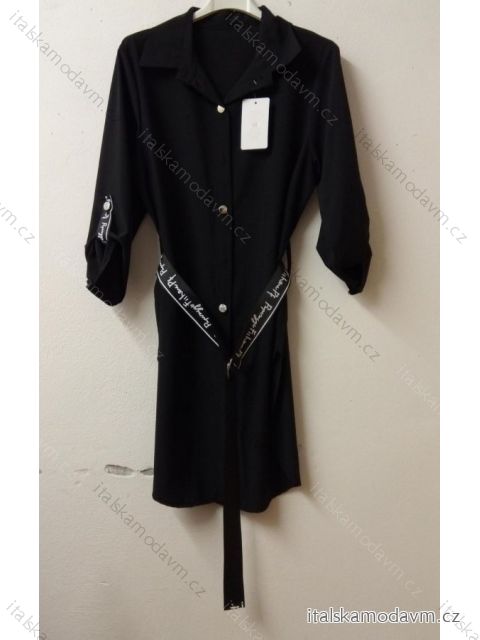 Šaty elegantní košilové dlouhý rukáv dámské (S/M ONE SIZE) ITALSKÁ MÓDA IMWD21809 Černá S/M one size
