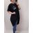 Šaty krátky rukáv dámske oversize (L / XL / 2XL ONE SIZE) TALIANSKÁ MÓDA IM421401 <p>modrá</p> L / 2XL