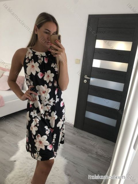 Šaty krátké letní icecool bez rukávu dámské (S/M/L ONE SIZE) ITALSKÁ MÓDA IMM22347/DR