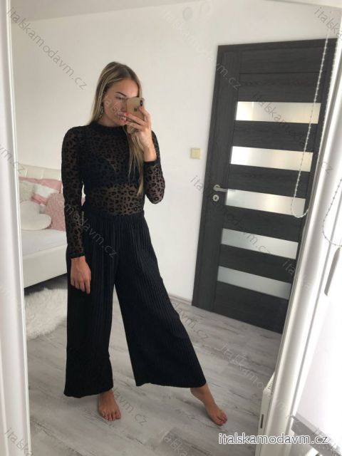 Kalhoty elegantní skládané dámské (S/M/L ONE SIZE) ITALSKÁ MÓDA IMD22521/DR