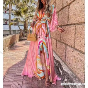 Šaty dlouhé elegantní dlouhý rukáv dámské (S/M ONE SIZE) ITALSKÁ MÓDA IMM21960