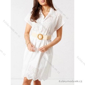 Šaty letní krajkové košilové krátký rukáv dámské (S/M ONE SIZE) ITALSKÁ MÓDA IMM22SY12166
