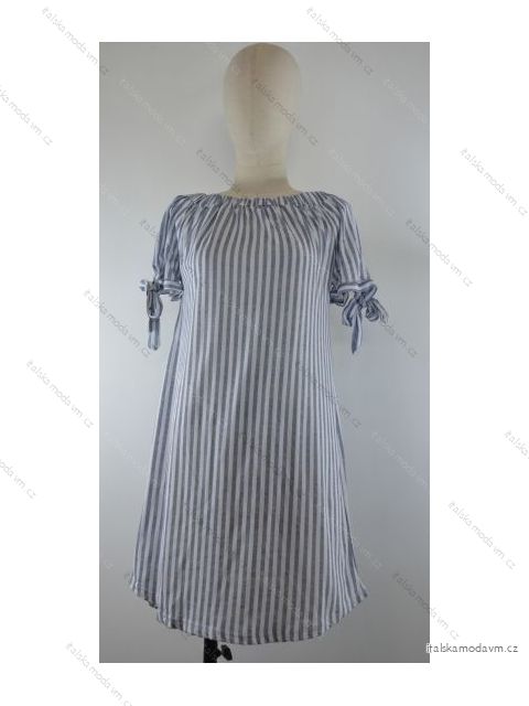 Šaty letní krátký rukáv dámské proužek (S/M ONE SIZE) ITALSKÁ MÓDA IMPSH223588
