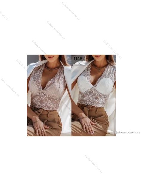 Top/tílko krajkový bez rukávu dámské (S/M ONE SIZE) ITALSKÁ MÓDA IMPBB221148sl