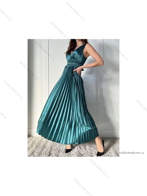 Šaty dlouhé společenské elegantní skládané letní bez rukávu dámské (S/M ONE SIZE) ITALSKÁ MÓDA IMPSH2280138