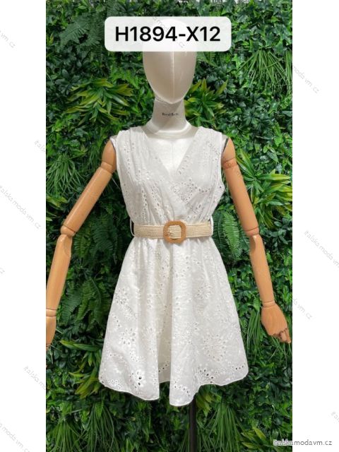 Šaty letní krajkové s páskem bez rukávu dámské (S/M ONE SIZE) ITALSKÁ MÓDA IMPBR22H1894-X12