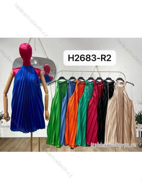 Šaty letní bez rukávu skládané dámské (S/M ONE SIZE) ITALSKÁ MÓDA IMPBR22H2683-R2