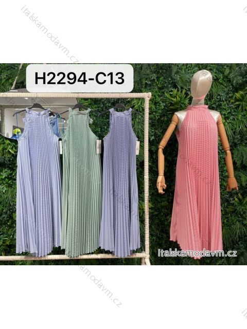 Šaty letní bez rukávu skládané dámské (S/M ONE SIZE) ITALSKÁ MÓDA IMPBR22H2294-C13