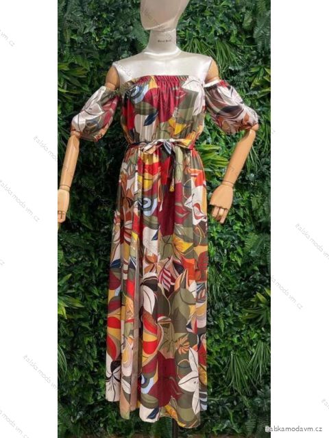Šaty letní carmen krátký rukáv dámské (S/M ONE SIZE) ITALSKÁ MÓDA IMPBR22H2968-R10