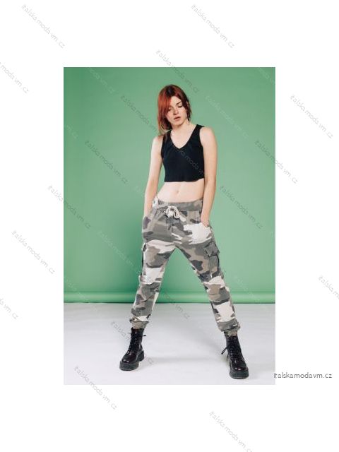 Tepláky dámské maskáč (S/M ONE SIZE) ITALSKÁ MÓDA IMPBR22A0335-F21