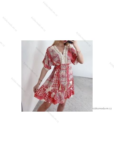 Šaty letní krátký rukáv dámské (S/M ONE SIZE) ITALSKÁ MÓDA IMPBB22F12197
