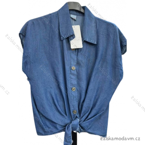 Košile riflová krátký rukáv dámská (S/M ONE SIZE) ITALSKÁ MÓDA IMM22820