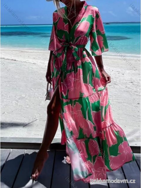 Šaty letní krátký rukáv dámské (S/M ONE SIZE) ITALSKÁ MÓDA IMM2252523FS