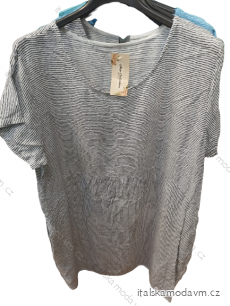 Šaty letní krátký rukáv dámská nadrozměr proužek (XL/2XL/3XL ONE SIZE) ITALSKÁ MÓDA IM422770