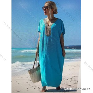 Šaty maxi dlouhé oversize letní krátký rukáv dámské nadrozměrné (M/L/XL/2XL ONE SIZE) ITALSKÁ MÓDA IMM22MS55153