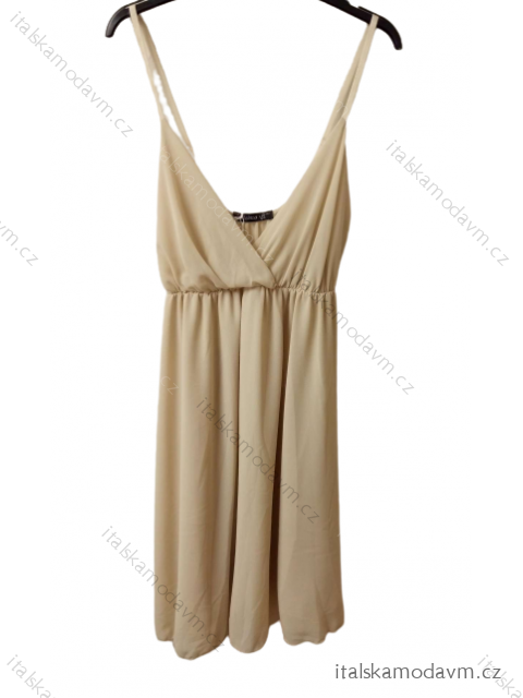 Šaty letné na ramienka dámske (S/M ONE SIZE) TALIANSKA MÓDA IMPDY22MDUE22247/DR béžová S/M