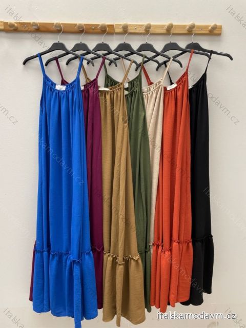Šaty letné dlhé na ramienka dámske (S/M/L/XL ONE SIZE) TALIANSKA MÓDA IMPDY22LS17825/DR