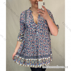 Šaty letní španělské krátký 3/4 rukáv dámské květované oversize (S/M/L/XL/2XL ONE SIZE) ITALSKÁ MÓDA IM4211434