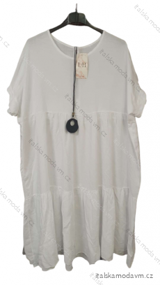 Šaty volnočasové s přívěskem krátký rukáv dámské nadrozměr viskoza (L/XL/2XL ONE SIZE) ITALSKÁ MÓDA IM422710/DR