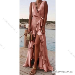 Šaty elegantní satén dlouhé bez rukávu dámské (S/M ONE SIZE) ITALSKá MóDA IMM22921