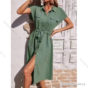 Šaty košilové krátký rukáv dámské (S/M/L/XL ONE SIZE) ITALSKÁ MÓDA IMD22544