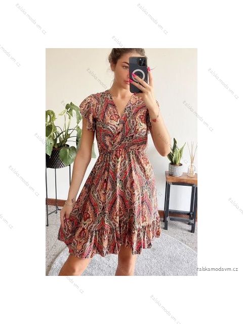 Šaty letné krátky rukáv dámske (S/M ONE SIZE) TALIANSKA MÓDA IMPBB22F10868C