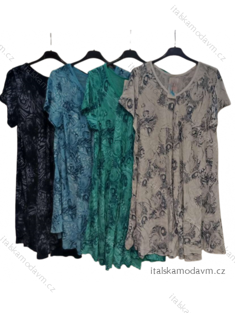 Šaty letní krátký rukáv nadrozměr dámské (2XL/ 4XL ONE SIZE) ITALSKá MóDA IMB22JULIE