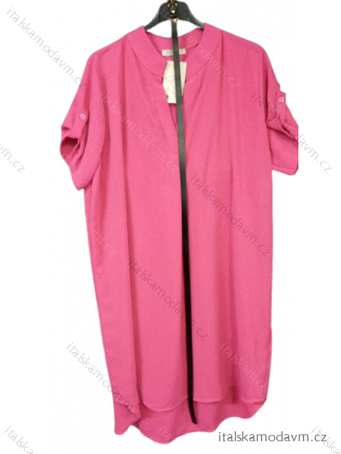Tunika prodloužená/šaty s páskem krátký rukáv dámská (M/L/XL ONE SIZE) ITALSKÁ MÓDA IMWT22050/DR