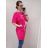 Šaty oversize krátký rukáv joy dámské nadrozměr (4XL/5XL ONE SIZE) ITALSKÁ MÓDA IM422227 tmavě růžová 4XL/5XL