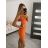 Šaty letní pletené na ramínka dámské (S/M ONE SIZE) TURECKÁ MÓDA TM922DIRTY/DR