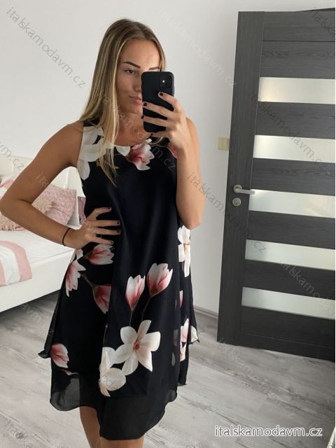 Šaty letní bez rukávu dámské (S/M ONE SIZE) ITALSKÁ MÓDA IMPSH22127B/DR černá