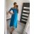 Šaty letní žabičkované dlouhé carmen dámské (S/M ONE SIZE) ITALSKÁ MÓDA IMWB215979/DR S/M Tyrkysový