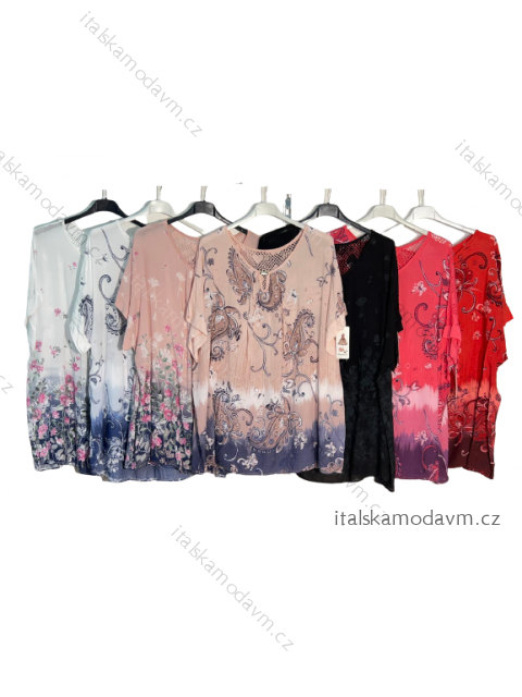 Tunika krátký rukáv dámská nadrozměr (XL/2XL ONE SIZE) ITALSKá MóDA IM422818