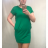 Šaty klasik letný krátky rukáv dámske (L/XL ONE SIZE) TALIANSKA MóDA IMB22BASIC zelená L/XL