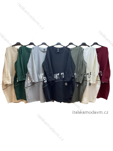 Šaty volnočasové dlouhý rukáv dámské nadrozměr (XL/2XL ONE SIZE) ITALSKÁ MÓDA IM422914