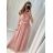 Šaty dlouhé letní elegantní společenské bez rukávu na ramínka dámské (S/M ONE SIZE) ITALSKÁ MÓDA IMPSH223670