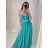 Šaty dlouhé letní elegantní společenské bez rukávu na ramínka dámské (S/M ONE SIZE) ITALSKÁ MÓDA IMPSH223670