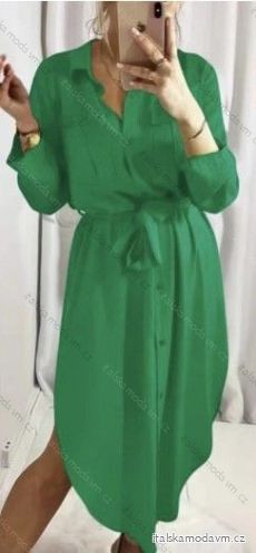 Šaty košilové dlouhý rukáv dámské (S/M/L ONE SIZE) ITALSKÁ MÓDA IMWB22192/DR