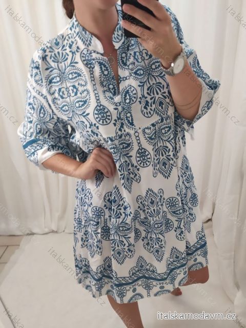 Šaty letní krátký rukáv dámská (M/L/XL ONE SIZE) ITALSKÁ MÓDA IMP16822ORNA/DR L/XL Modrá světlá