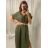 Šaty letní s páskem krátký rukáv dámské (S/M/L ONE SIZE) ITALSKÁ MÓDA IMWA222563/DUR čierna M / L
