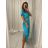 Šaty letní s páskem krátký rukáv dámské (S/M/L ONE SIZE) ITALSKÁ MÓDA IMWA222563/DUR čierna M / L