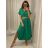 Šaty letní s páskem krátký rukáv dámské (S/M/L ONE SIZE) ITALSKÁ MÓDA IMWA222563/DUR čierna M / L